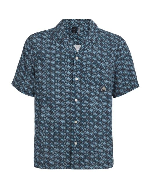 Moose Knuckles Blue Monogram The Bay Short-Sleeve Shirt for men