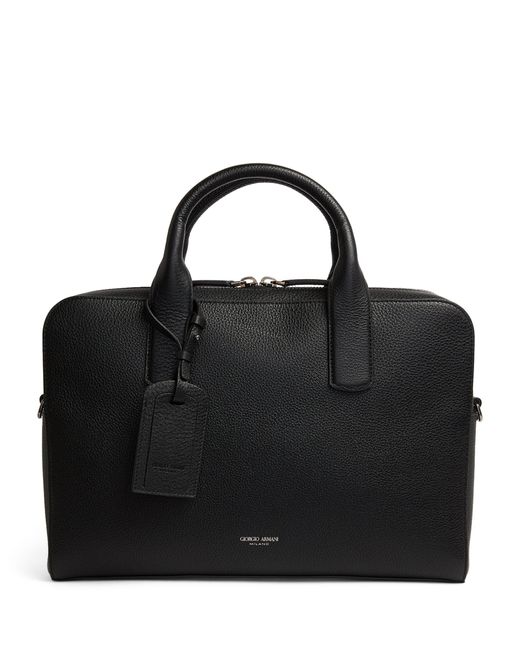 Giorgio Armani Black Leather Briefcase for men