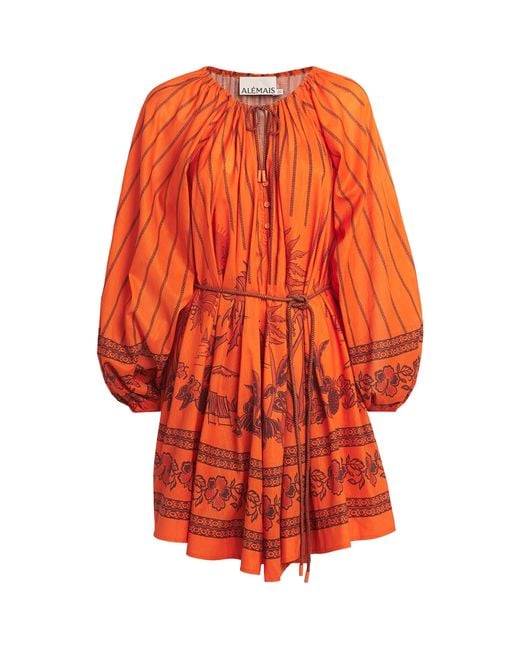 ALÉMAIS Orange Cotton Boathouse Shift Dress