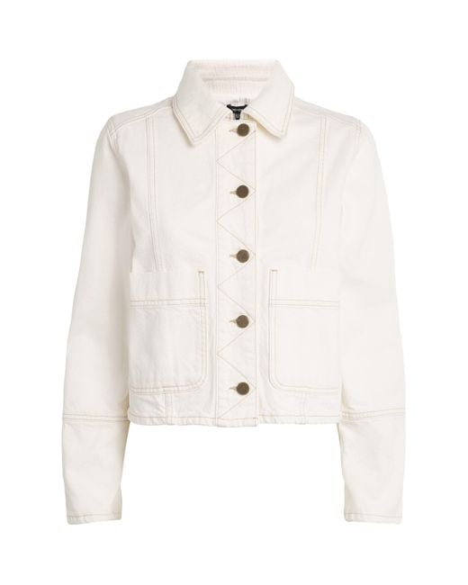 ME+EM White Contrast-Stitch Denim Jacket