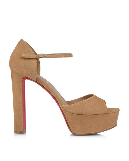 Christian Louboutin Natural Sandaloo Suede Platform Sandals 130