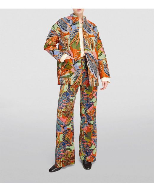 MAX&Co. Blue Quilted Tropical Print Jacket