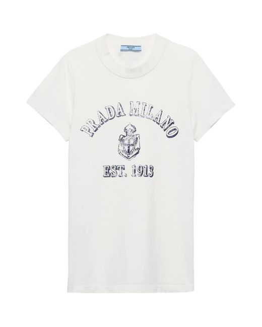 Prada White Cotton Logo T-Shirt