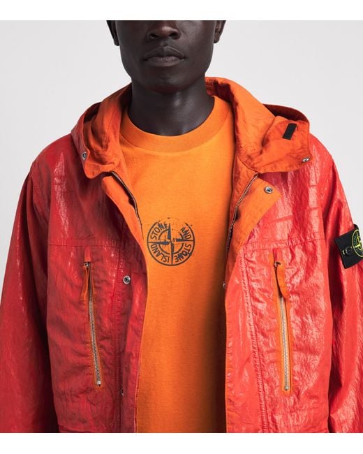 Stone Island Orange Cotton Vertical Compass T-Shirt for men