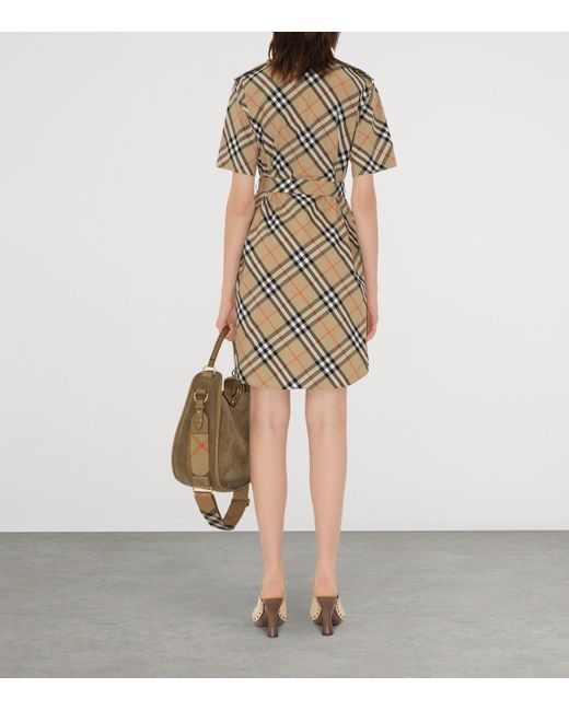 Burberry Natural Cotton Check Mini Shirt Dress