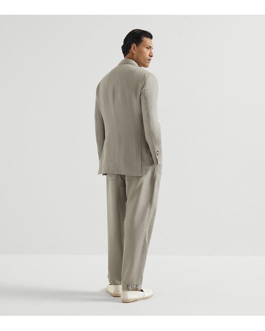 Brunello Cucinelli Gray Linen 3-Piece Suit for men