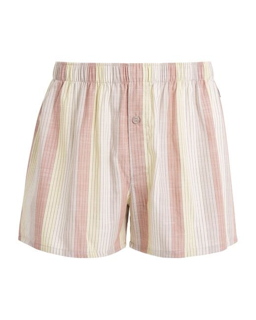 Hanro Pink Cotton Fancy Woven Boxer Shorts for men