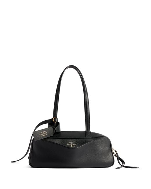 Balenciaga Black Small Leather Carrie Bowling Top-Handle Bag