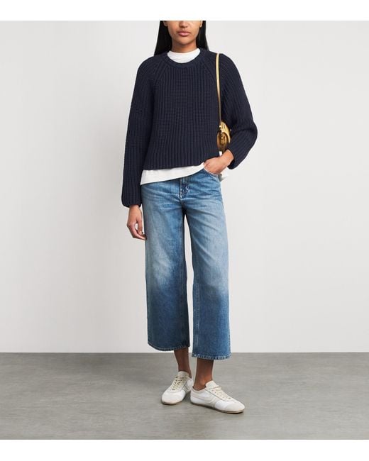 ME+EM Blue Organic Cotton Weekend Sweater