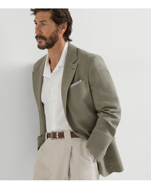 Brunello Cucinelli Green Deconstructed Cavallo Blazer for men