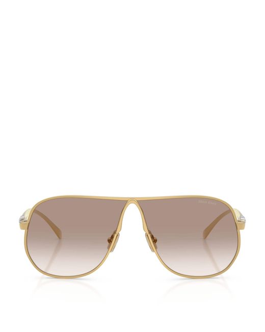 Miu Miu Metallic Metal Mu Af6S Pilot Sunglasses