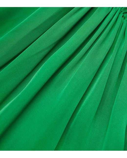 Maje Green Satin-Effect Midi Dress