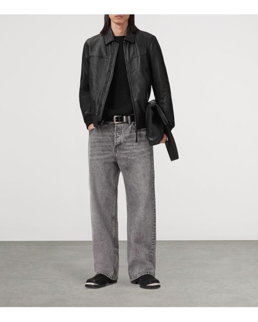 AllSaints Black Rashford Leather Jacket for men