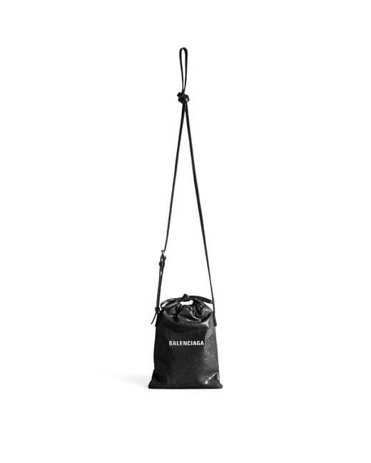 Balenciaga Black Leather Shopper Phone Holder