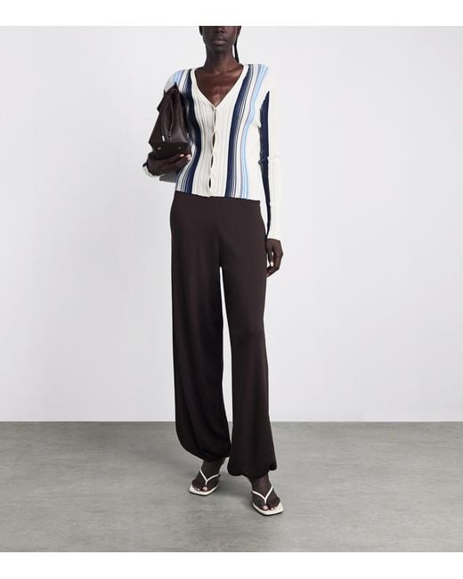 Theory Blue Ribbed Stripe Cardigan