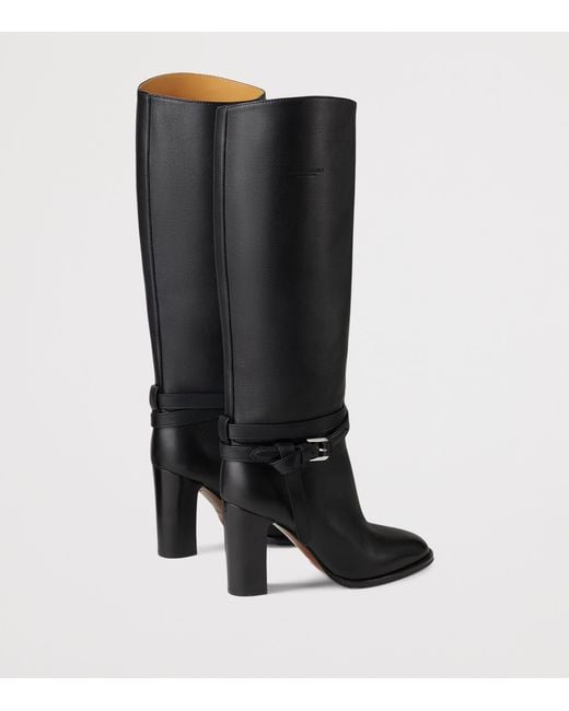 Ralph Lauren Black Leather Donnely Knee-High Boots 90