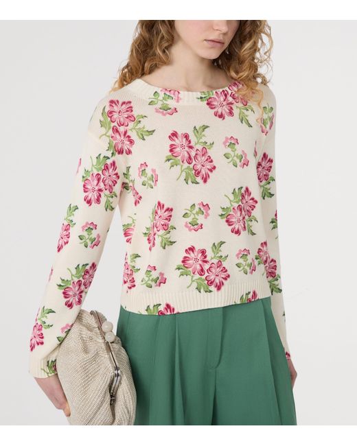 Weekend by Maxmara White Cotton Floral Sweater