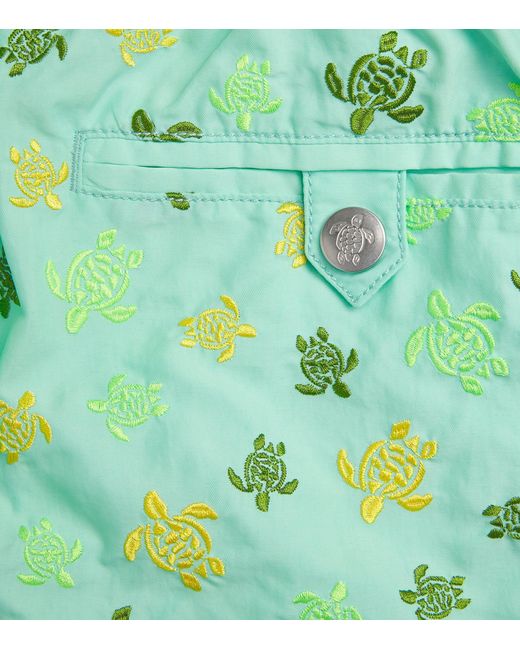 Vilebrequin Green Embroidered Turtle Mistral Swim Shorts for men