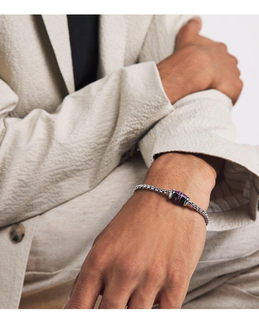 Tateossian Natural Rhodium-Plated French Cross Chain Bracelet for men