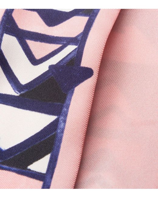 Prada Pink Silk Triangle Print Skinny Scarf