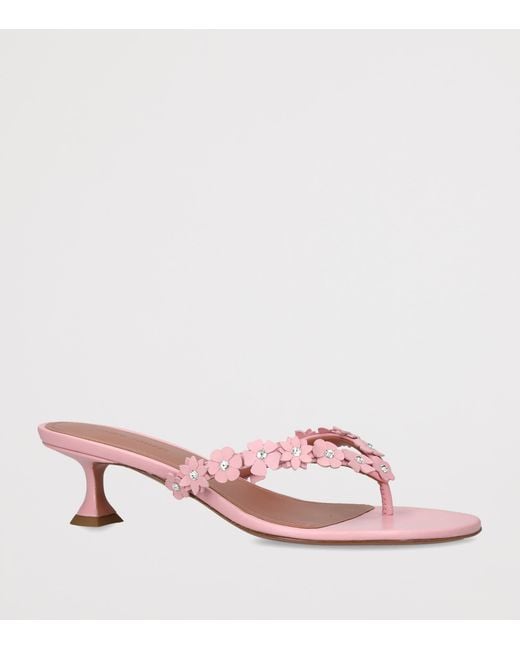 AMINA MUADDI Pink Leather Janis Heeled Sandals 45