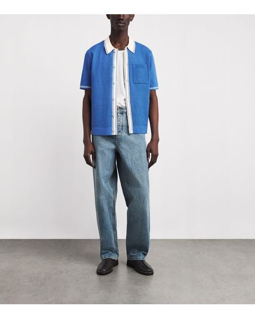 Wax London Blue Linen-Blend Belle Polo Shirt for men
