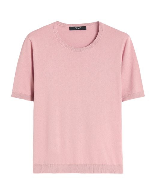 Weekend by Maxmara Pink Silk-Cotton Knitted Top