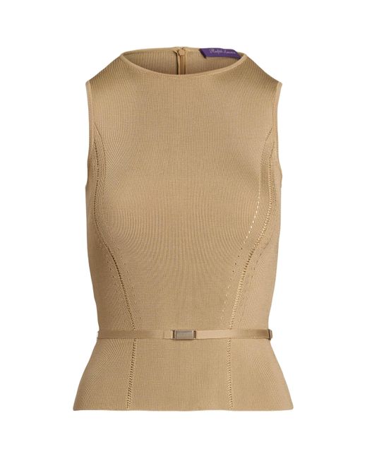 Ralph Lauren Natural Silk Belted Sleeveless Top
