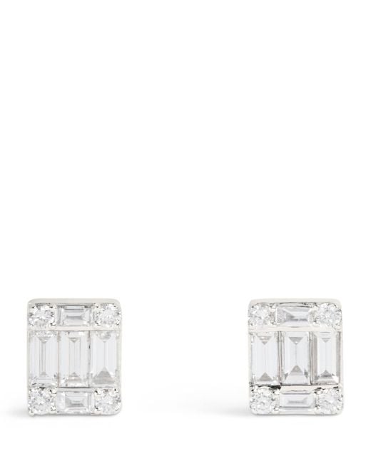 Harrods White And Diamond Stud Earrings