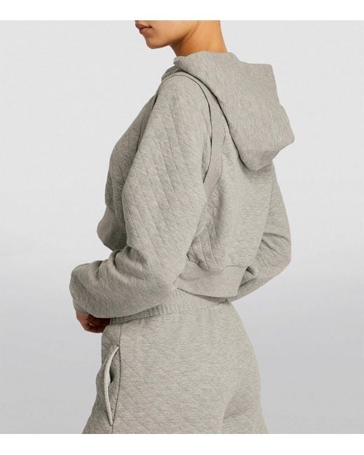 Alo yoga Quilted Cropped Hoodie Sサイズ グレー Alo Yoga Quilted Cropped Arena Hoodie Athletic Heather Grey