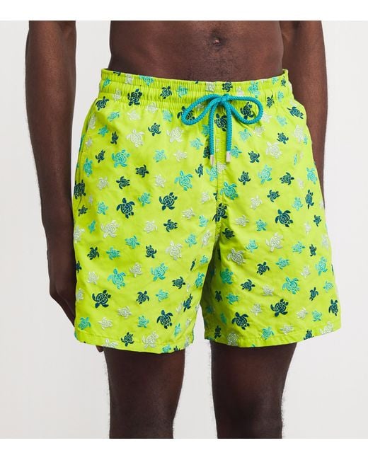 Vilebrequin Green Turtle Embroidered Mistral Swim Shorts for men