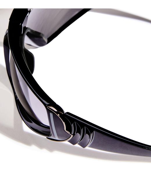 Rick Owens Black X Moncler Shiny Wrapid Sunglasses for men