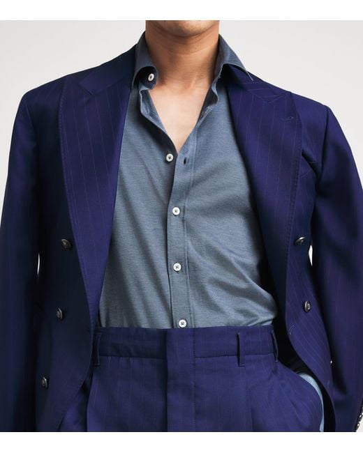 Canali Blue Cotton-Lyocell Jersey Shirt for men
