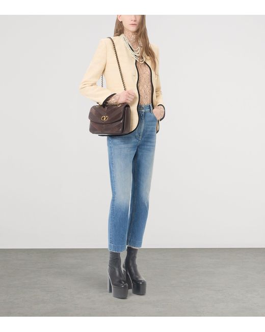 Valentino Natural Silk-Linen Collarless Blazer