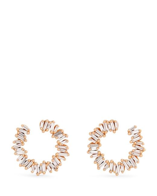 Suzanne Kalan Metallic And Diamond Classic Mini Sideways Hoop Earrings