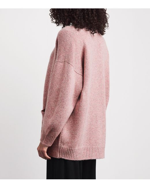 Johnstons Pink Cashmere-Cotton Slouch Cardigan