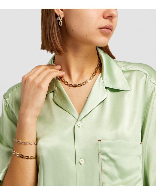 SHAY Metallic And Diamond Deco Chain Earrings