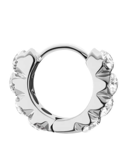 Maria Tash White Invisible Set Large Diamond Eternity Hoop Earring