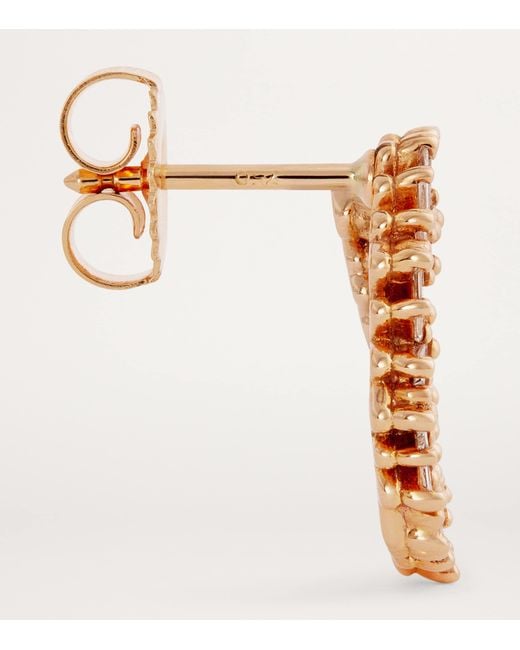 Suzanne Kalan Metallic And Diamond Classic Mini Sideways Hoop Earrings