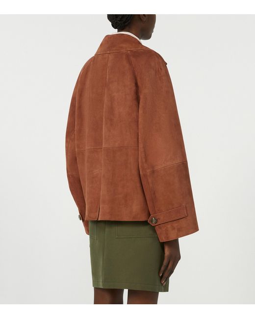 Weekend by Maxmara Brown Suede Double-Breasted Jacket