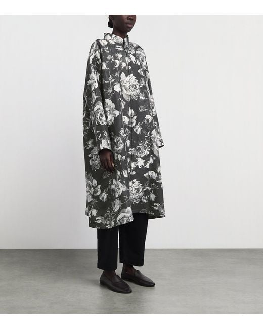 Eskandar Gray Linen A-Line Panelled Jacket