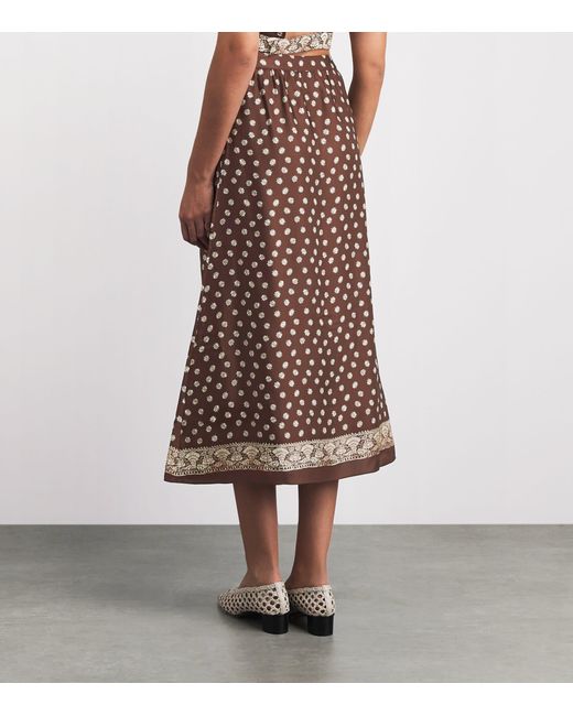 Claudie Pierlot Brown Printed Midi Skirt