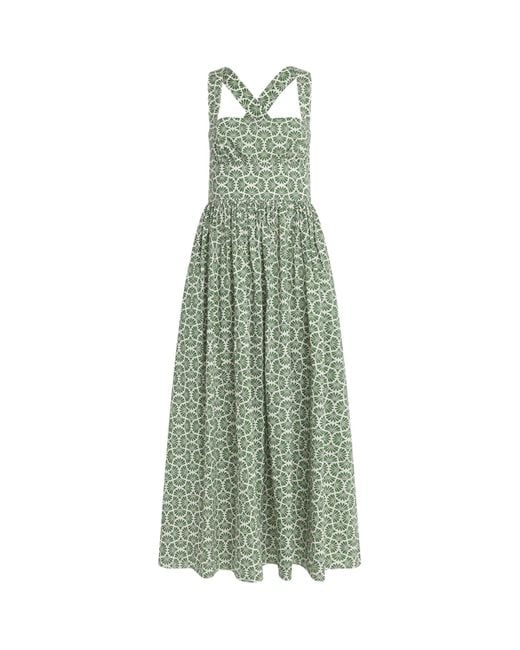 Matteau Green Organic Cotton Printed Midi Dress
