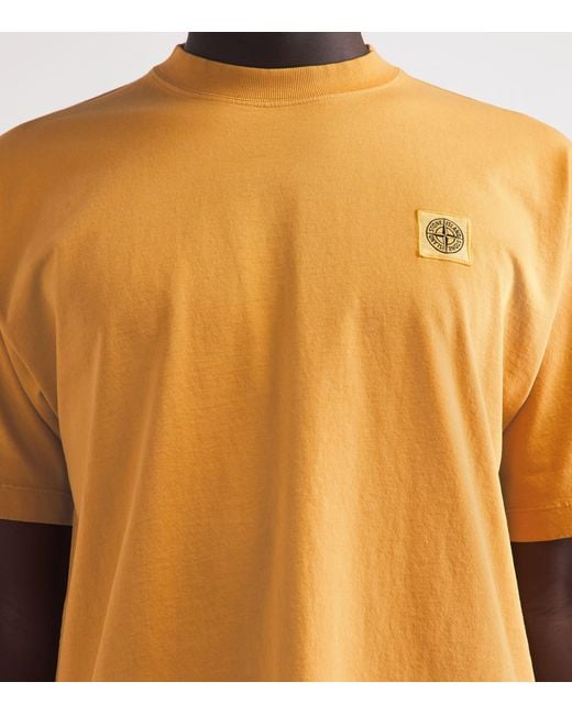 Stone Island Orange Organic Cotton Logo T-Shirt for men