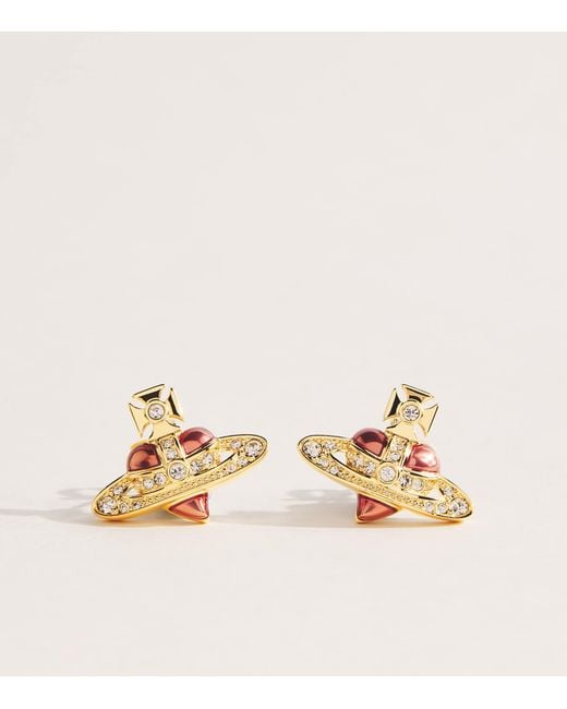 Vivienne Westwood Natural Diamante Heart Earrings