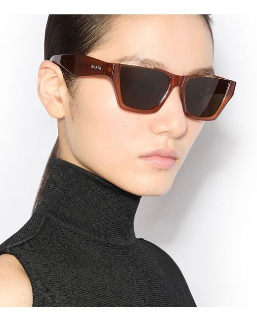 Alaïa Brown Acetate Square Sunglasses