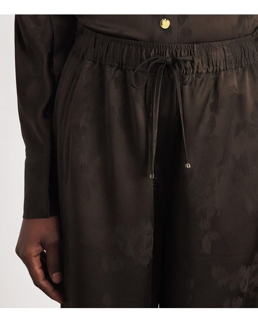 Ganni Brown Satin Jacquard Drawstring Trousers