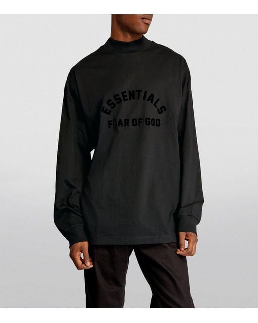 Fear Of God Black Logo Long-sleeved T-shirt for men