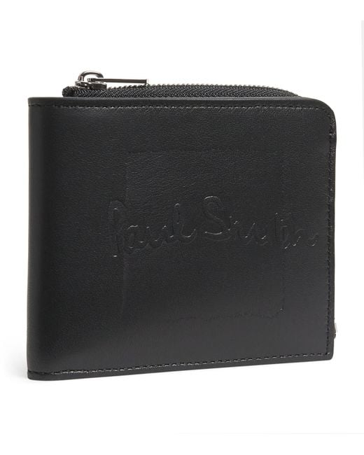 Paul Smith Black Leather Signature Stripe Bifold Wallet for men