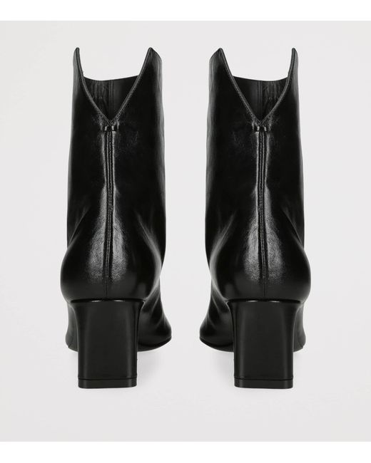 Khaite Black Leather Ona Ankle Boots 55